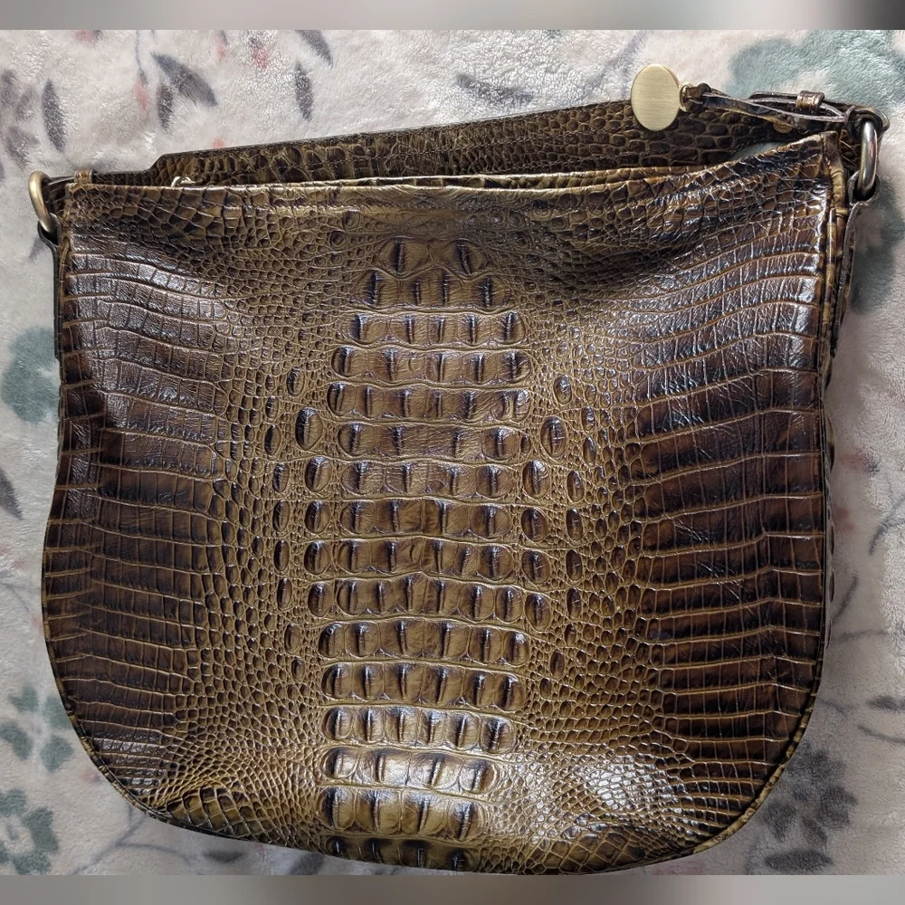 🐊 Brahmin Kathleen Crocodile Embossed Hobo Bag in Toasted or Stout Melbourne